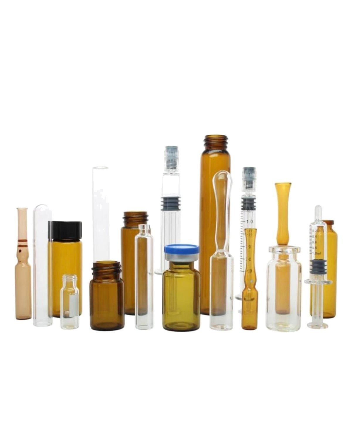 Maven amber and clear tubular glass vials and ampoules