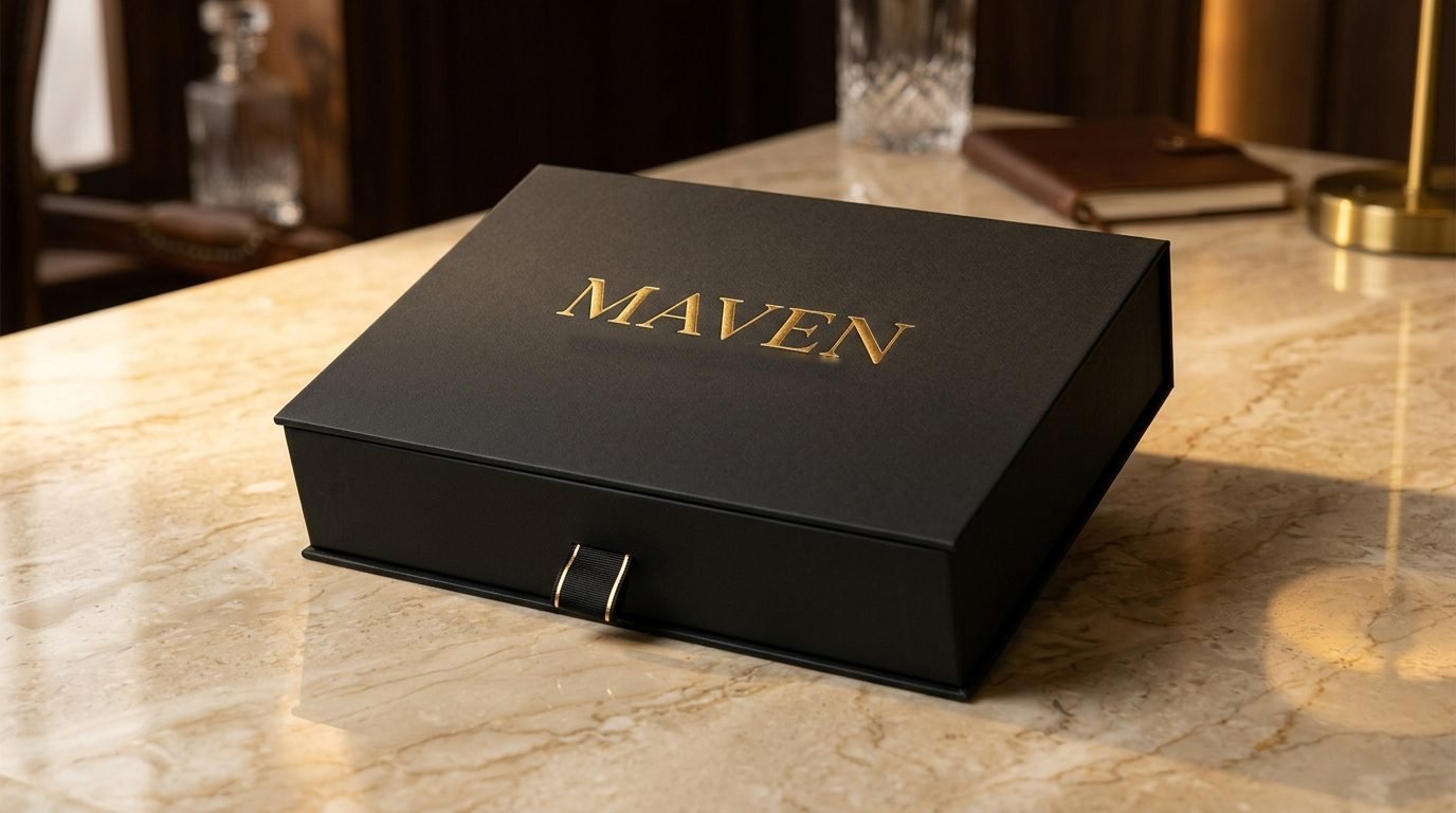 Maven rigid gift box with gold foil logo